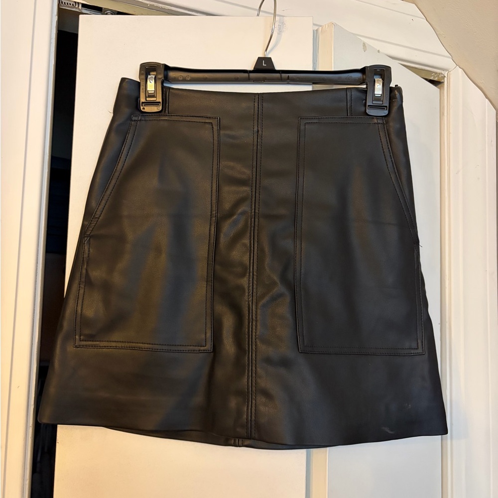 H&M Black Faux Leather Mini Skirt